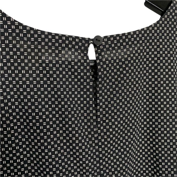 Eileen Fisher Black Organic Cotton Sleeveless Micro Print Swing Dress Medium - Picture 9 of 10